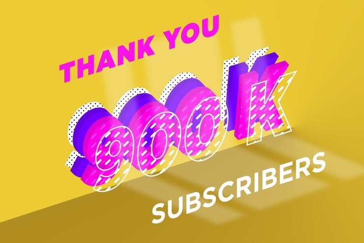 Foto banner de saludo de celebración de suscriptores de 900 k con diseño de múltiples capas