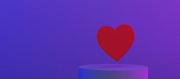 Banner de San Valentín con corazones. Representación 3d