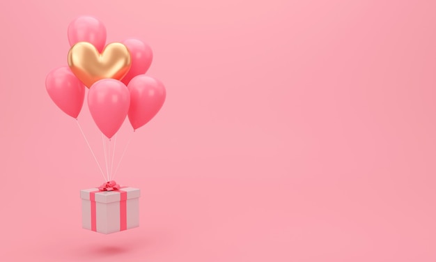 Banner de San Valentín Fondo rosa Diseño de encabezados de tarjetas de felicitación de cartel de globo para sitio web