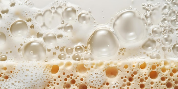 Banner de servicio de limpieza ecológico Burbujas de jabón espumoso en esponja beige Concepto de servicio de limpeza ecológico Bubbles de jabón spumoso Beige Soluciones sostenibles