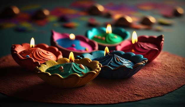 Banner tradicional de Diwali Ilustración de personas que celebran Diwali un festival de luz en India