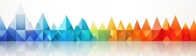 Banner de triángulos arcoíris geométricos abstractos sobre fondos blancos