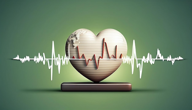 banner vacío o fondo para el día mundial de la salud con latidos del corazón