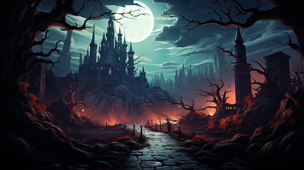 Banner de vector de concepto de noche de Halloween