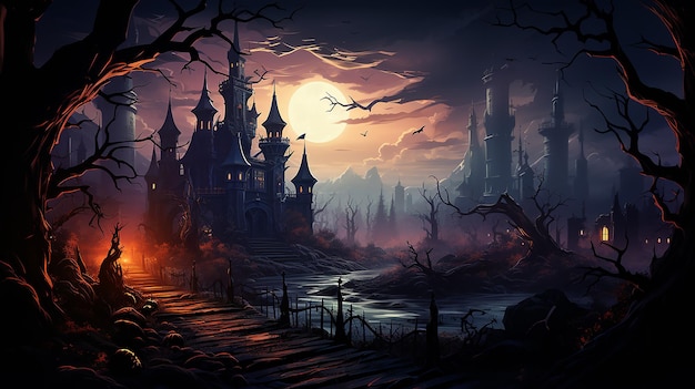 Banner de vector de concepto de noche de Halloween