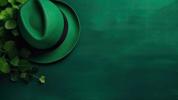 Banner de venta de diseño de fondo para St Patrick's con sombrero verde y hojas verdes