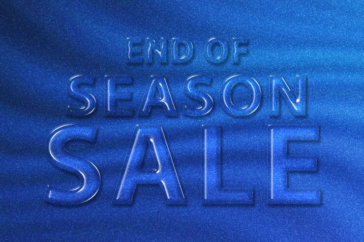 Foto banner de venta de fin de temporada, venta de temporada, fondo de brillo azul