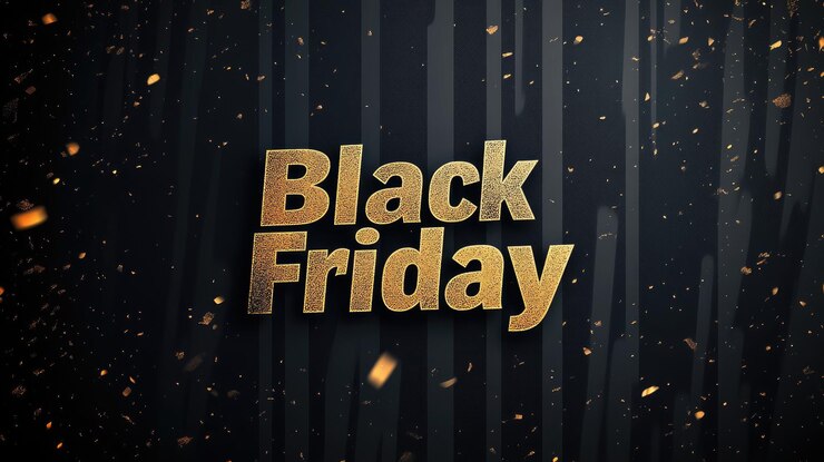 Foto banner de ventas del viernes negro con brillo y chispas en fondo oscuro