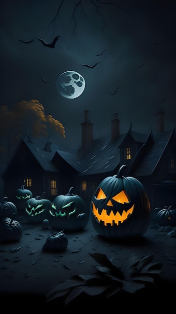 Banner vertical de halloween con calabaza