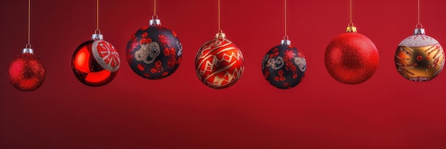 Banner vibrante de bolas de Natal com espaço para texto