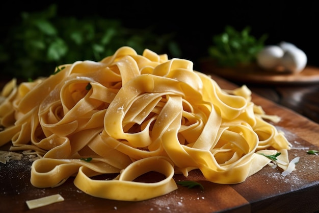 Banner vibrante de macarrão Fettuccine Prato jantar Gerar Ai