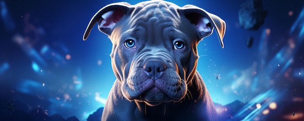 banner web para un cachorro de pitbull azul