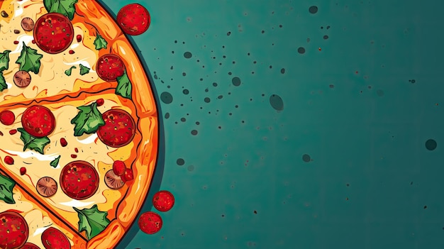 Banner web de pizza con espacio de copia IA generativa