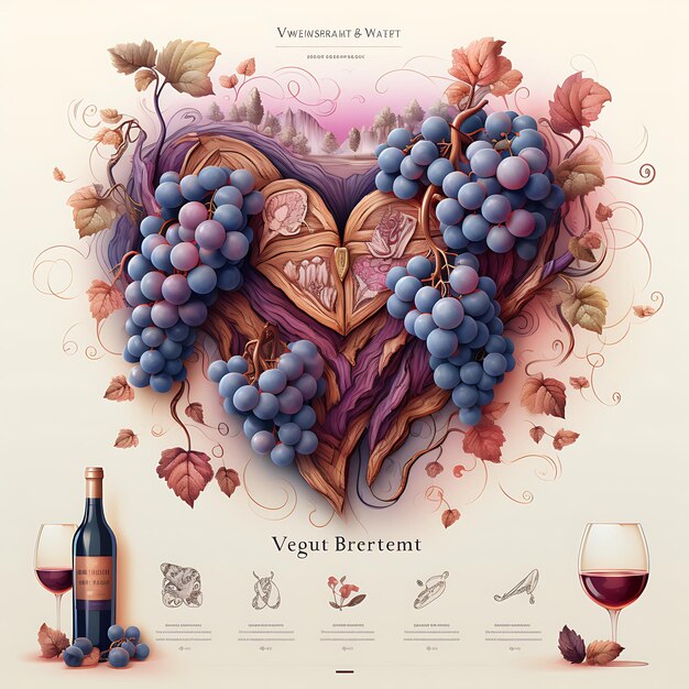 Foto banner web viñedo retiro con amor temático vino experiencias corazón sha bussines concepto de san valentín