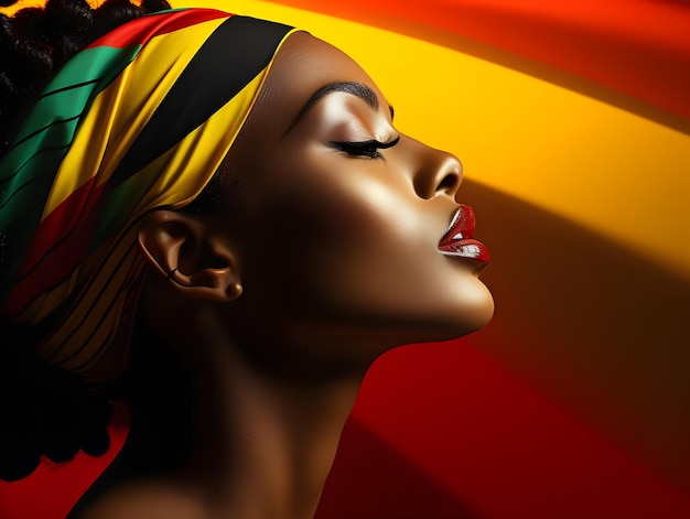 Bannerillustration zur Feier des Black History Month und Black Lives Matter in den Farben der afrikanischen Flagge