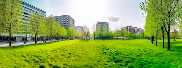 Foto bannerweites bild von grünflächen in der stadt generative ki