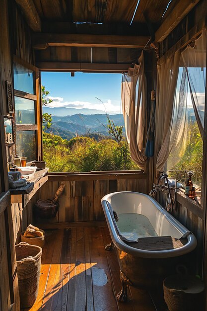 baño acogedor con vistas