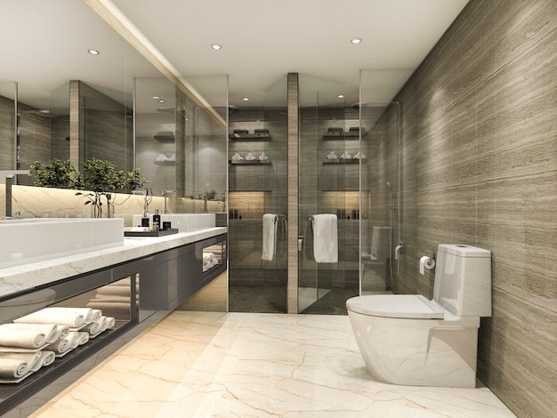 baño clásico moderno con decoración de azulejos de lujo
