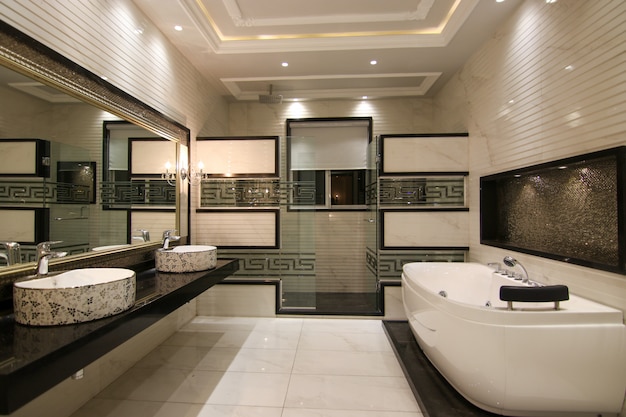 Baño de diseño moderno con 2 bases