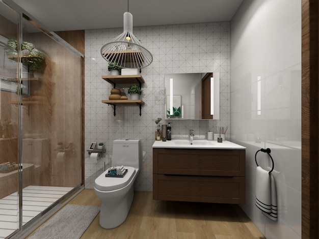 baño con estilo moderno y ducha grande