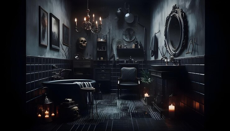 Baño gótico oscuro