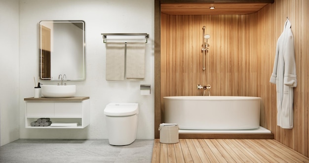 El baño y el inodoro en el baño de estilo japonés
