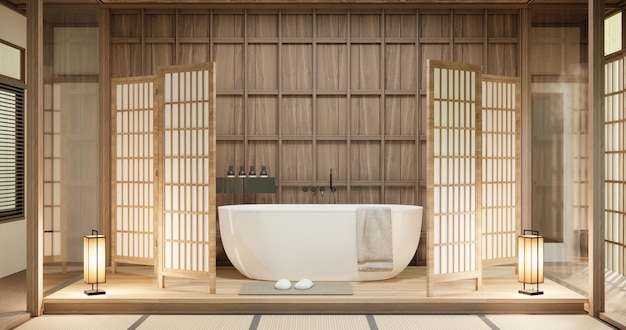 El baño y el inodoro en el baño estilo wabi sabi japonés