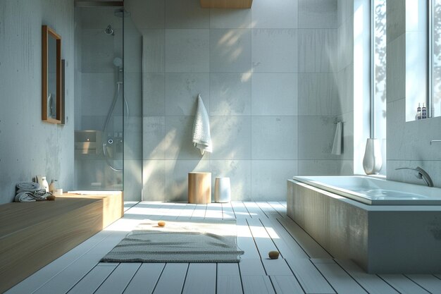 Baño de inspiración escandinava con líneas limpias oct