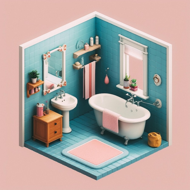 Foto baño isométrico lindo 3d