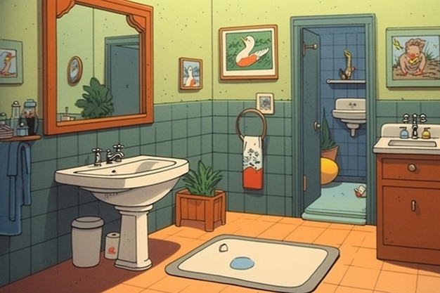 Foto un baño con lavabo, inodoro y un espejo que dice 