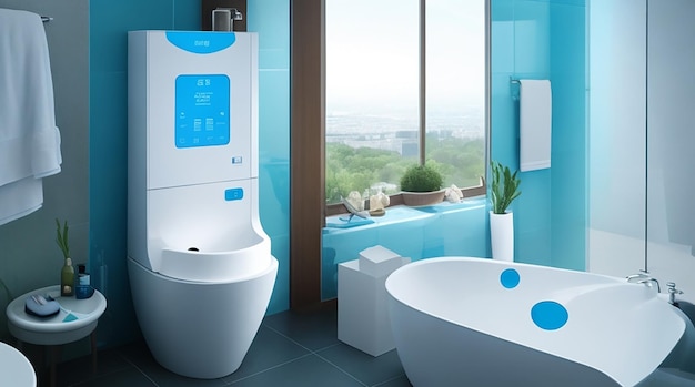 Baño con lavabo inteligente que ahorra agua