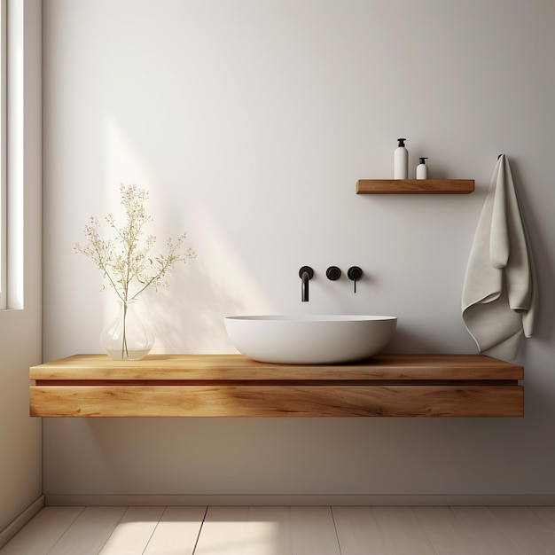 Un baño minimalista en blanco