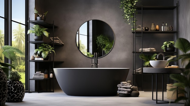 Baño moderno con bañera independiente