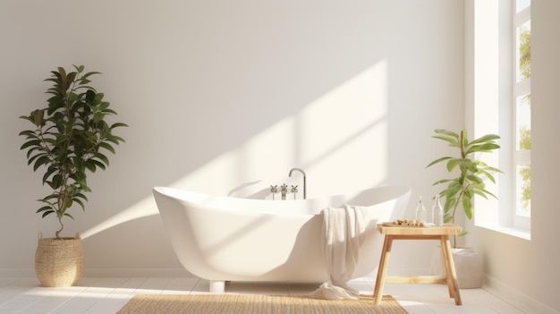 Baño moderno con planta y bañera