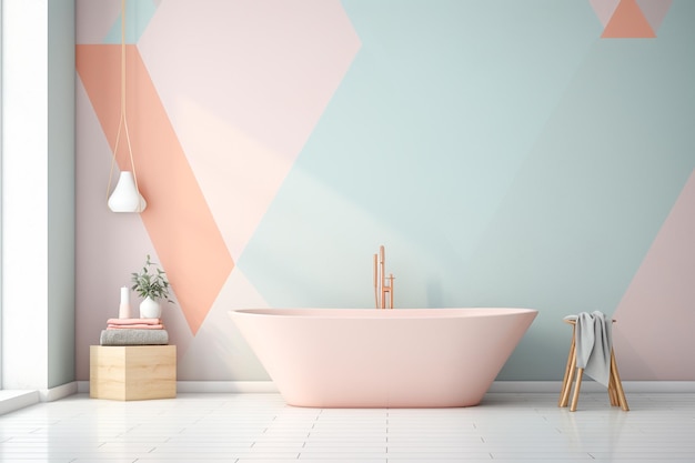 Baño pastel contemporáneo con espacio para copiar