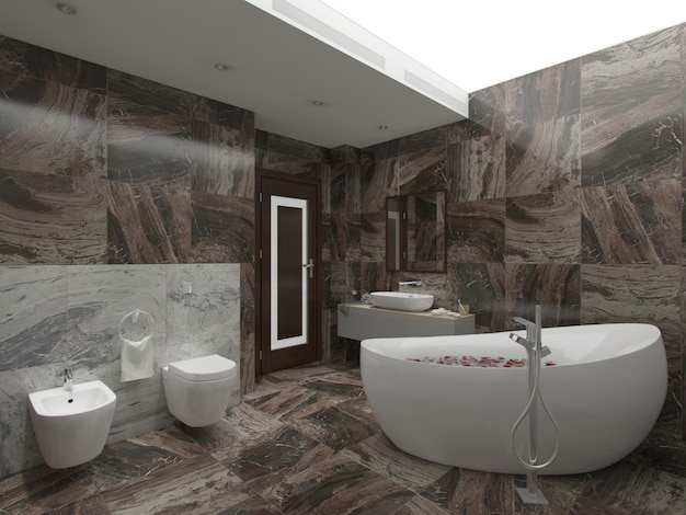 Baño de renderizado marrón 3d