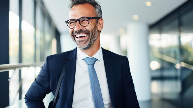 Foto banqueiro alegre com um sorriso brilhante