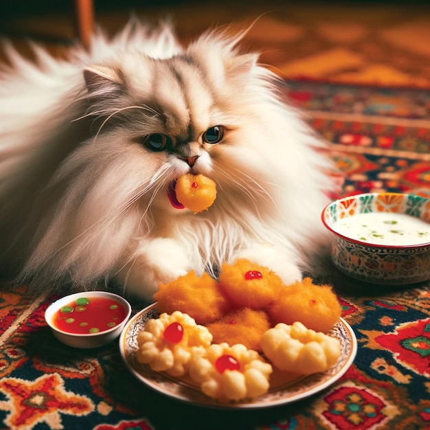 Foto el banquete de los bigotes es una delicia culinaria para los gatos