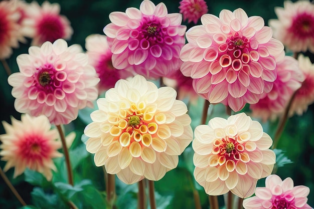 Banquete de flores Dahlia lindo fundo espetacular de arranjo de flores