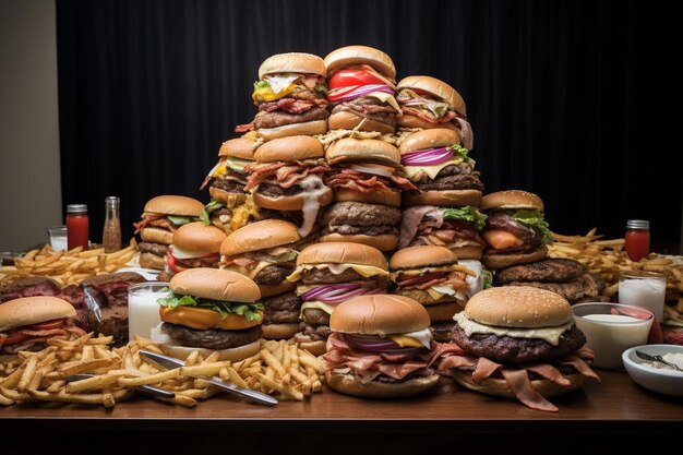 Foto el banquete de las hamburguesas americanas