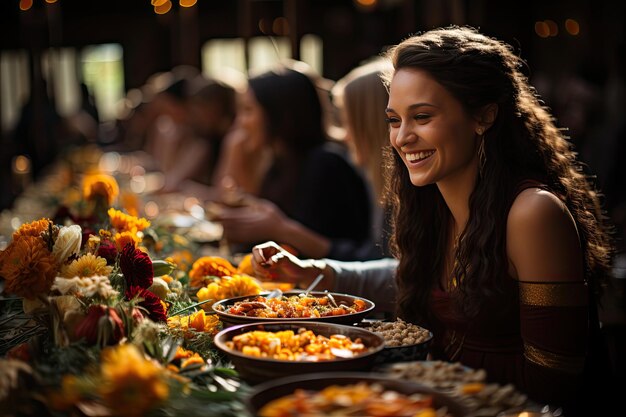 Banquete multicultural une pessoas em festa de sabores e culturas geradoras IA