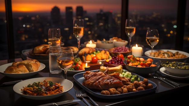 Foto un banquete para los ojos un deleite visual de acción de gracias