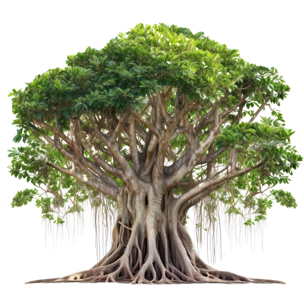 Banyan o árbol bodhi gran ficus religiosa aislado sobre fondo transparente PNG Generativo AI