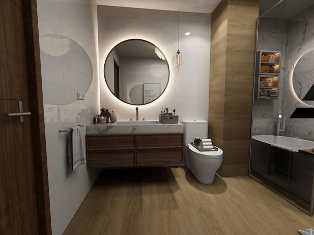 Bao 3d de casa de lujo con baera y gran ducha (Das Haus der Lujo mit der Baera und der Großen Dusche)