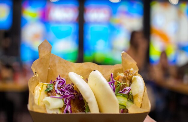 Foto bao buns tempo comida asiática bem no coração de atenas grécia