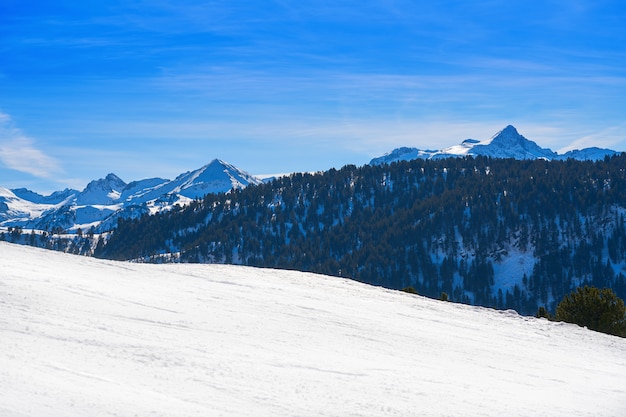 Baqueira-Barettansicht von Aneto-Spitze Lerida