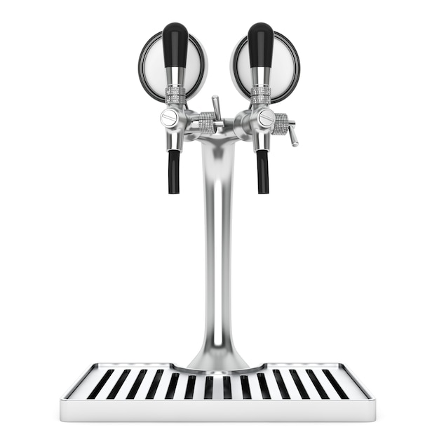 Bar beer tap closeup em um fundo branco. renderização 3d