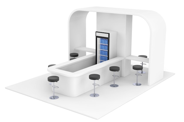 Bar, Café, Cafeteria, Conceito Inerior de Fast Food em um fundo branco. Renderização 3D