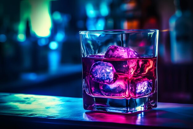 Bar e coquetéis em cores neon rede neural gerada por ai