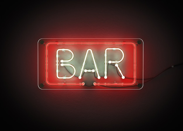 Bar sinal feito de renderização de néon alfabeto 3d